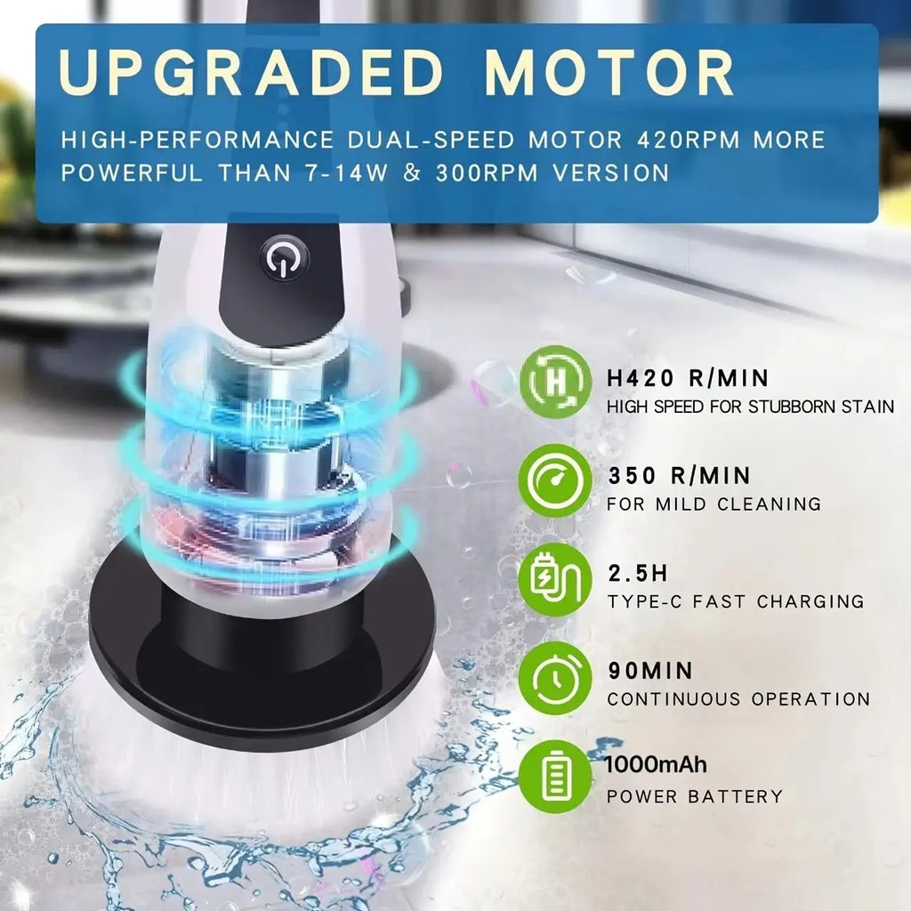 Electric Spin Scrubber – 9-in-1 Cordless Cleaning Brush