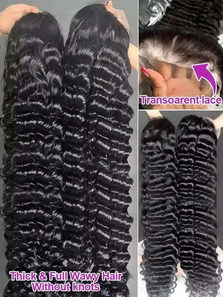 40–42 Inch Loose Deep Wave HD Lace Frontal Wig 250% Density – 13x4 / 13x6 Remy Human Hair Wig for Women, Long Curly Deep Wave Lace Front Wig