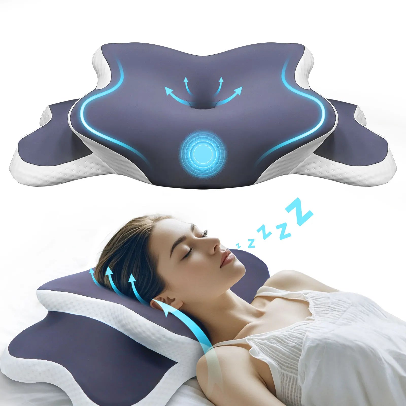 "Stop Neck Pain While You Sleep – Ergonomic Memory Foam Pillow"