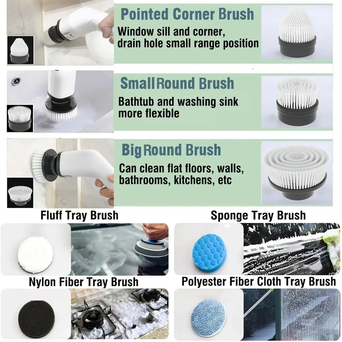 Electric Spin Scrubber – 9-in-1 Cordless Cleaning Brush
