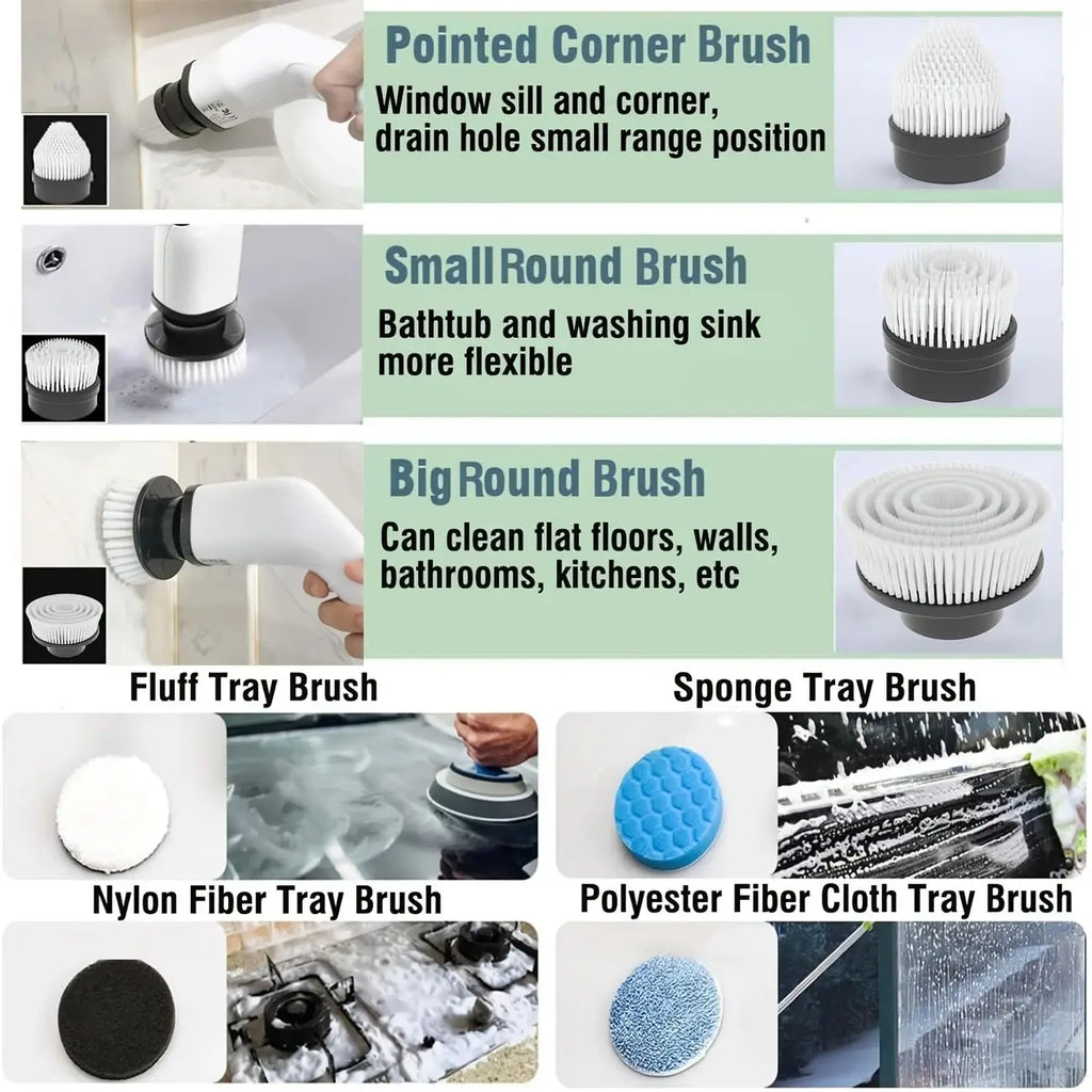 Electric Spin Scrubber – 9-in-1 Cordless Cleaning Brush