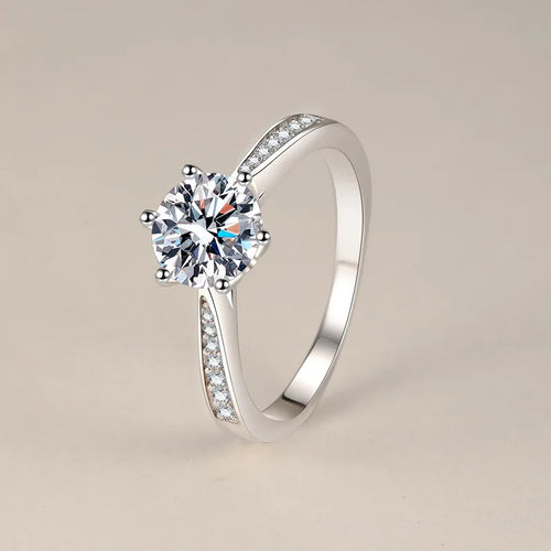 D VVS1 Moissanite 1ct 925 Sterling Silver Ring for Women Engagement Wedding Simple Jewelry Birthday Gifts Fashion High Quality