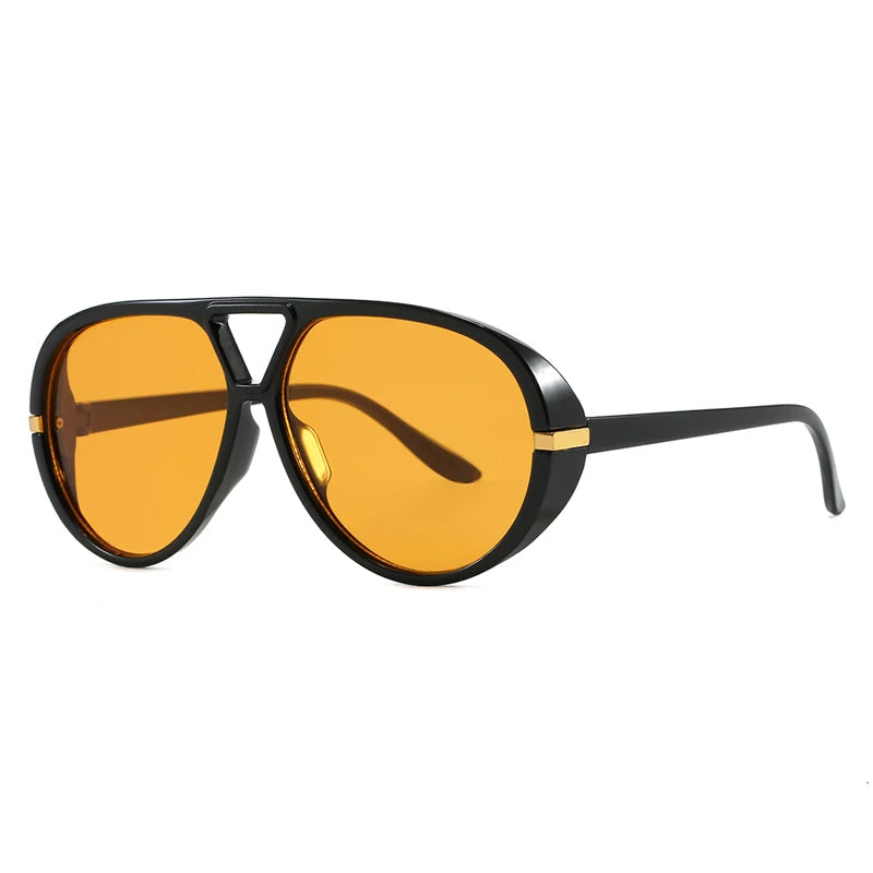 Aviator Fashion Sunglasses with Yellow Tinted Lenses