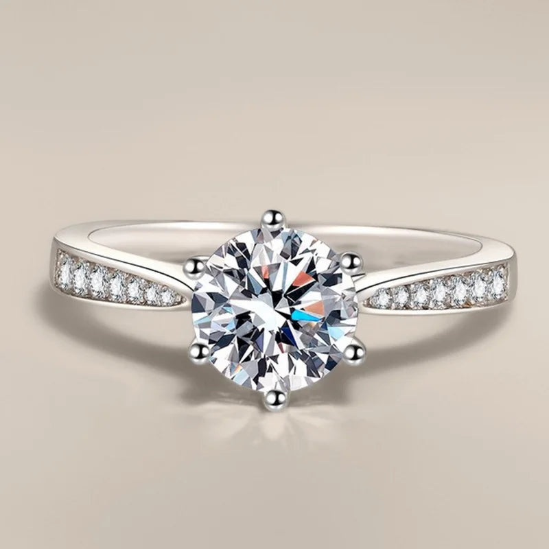 D VVS1 Moissanite 1ct 925 Sterling Silver Ring for Women Engagement Wedding Simple Jewelry Birthday Gifts Fashion High Quality