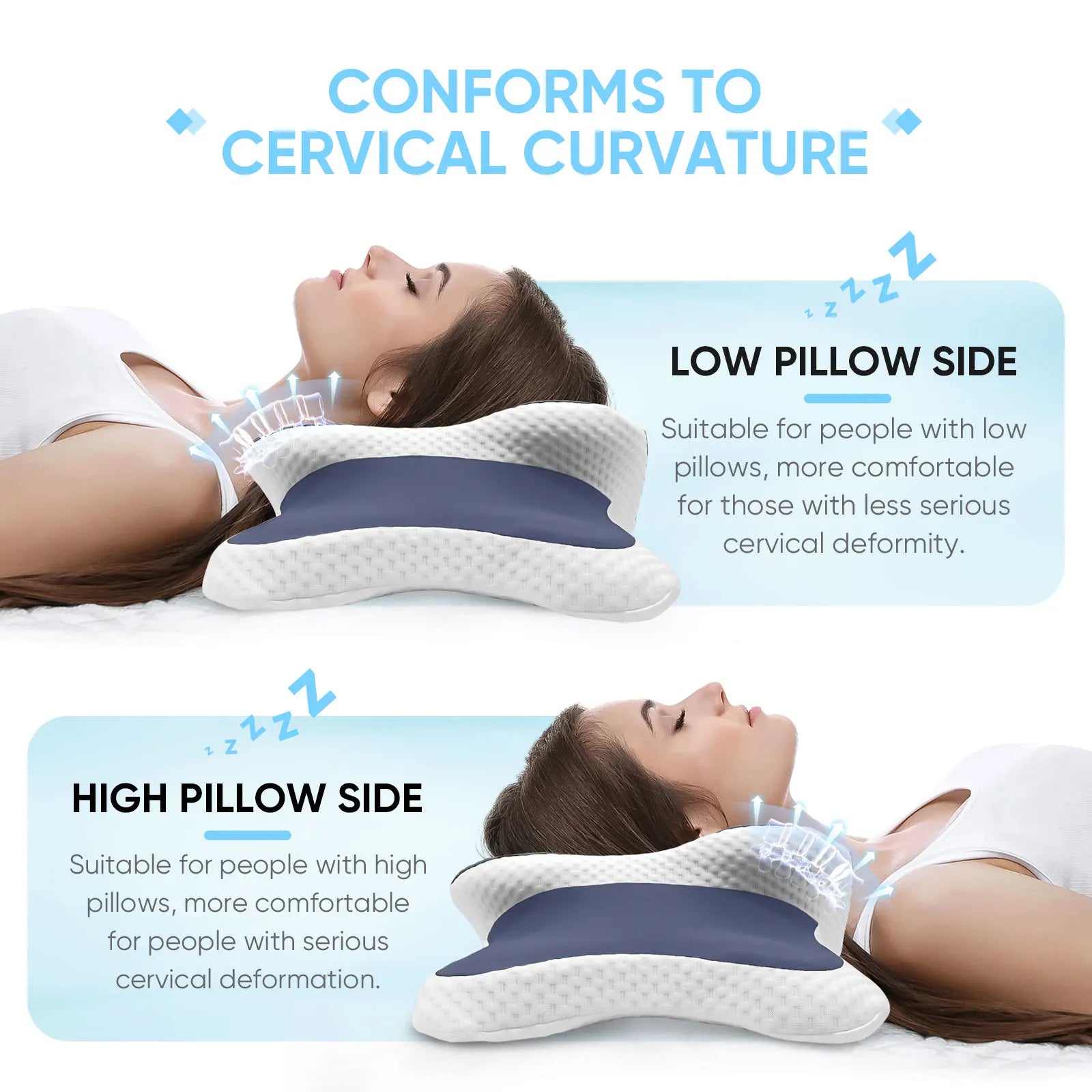 "Stop Neck Pain While You Sleep – Ergonomic Memory Foam Pillow"